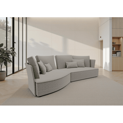 Chaise longue LUGANO esquerda 4 lugares tecido 2 cor bege