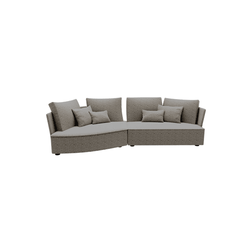 Chaise longue LUGANO esquerda 4 lugares tecido 2 cor castanho