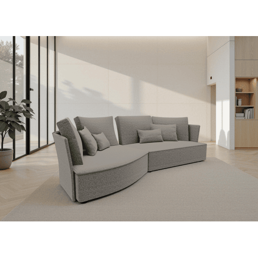 Chaise longue LUGANO esquerda 4 lugares tecido 2 cor castanho