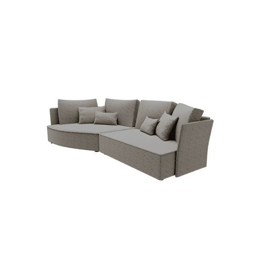 Chaise longue LUGANO esquerda 4 lugares tecido 2 cor castanho