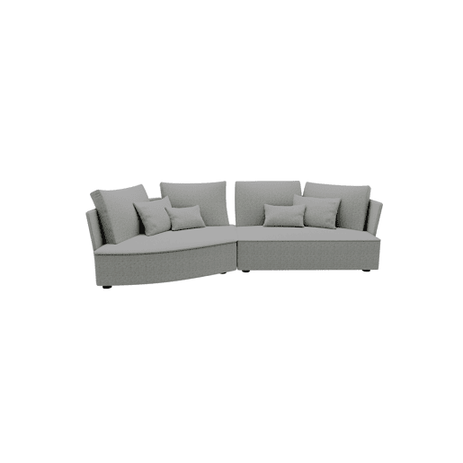 Chaise longue LUGANO esquerda 4 lugares tecido 2 cor cinza claro