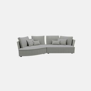 Chaise longue LUGANO esquerda 4 lugares tecido 2 cor cinza claro