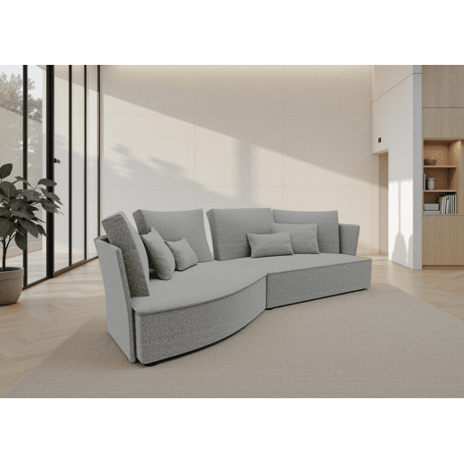 Chaise longue LUGANO esquerda 4 lugares tecido 2 cor cinza claro