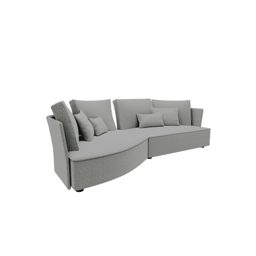 Chaise longue LUGANO esquerda 4 lugares tecido 2 cor cinza claro