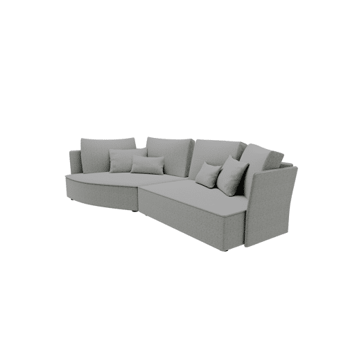 Chaise longue LUGANO esquerda 4 lugares tecido 2 cor cinza claro