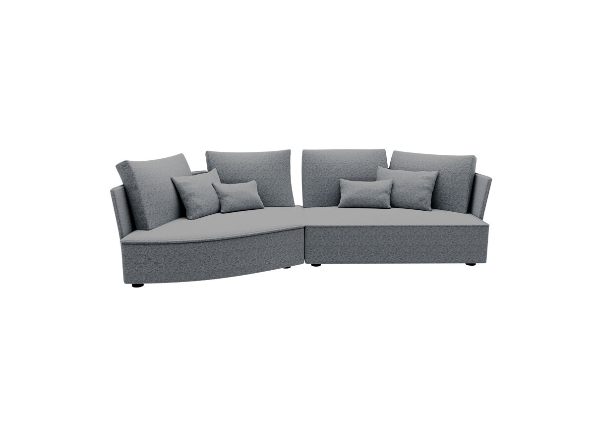 Chaise longue 4 plazas LUGANO tela 2 Gris Medio