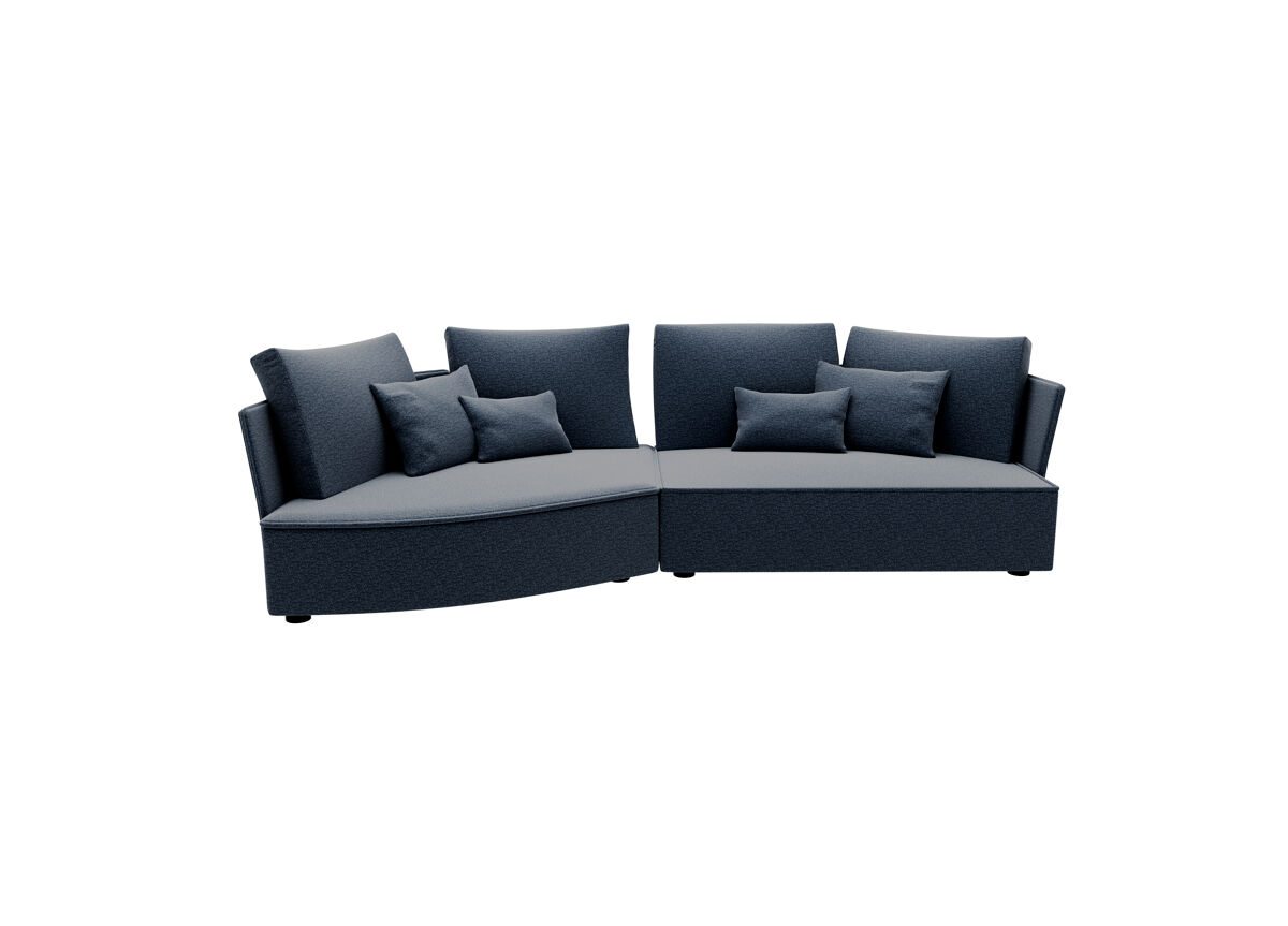 Chaise longue 4 plazas LUGANO tela 2 Gris Oscuro