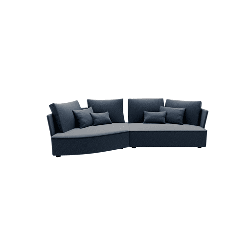 Chaise longue LUGANO esquerda 4 lugares tecido 2 cor cinza escuro