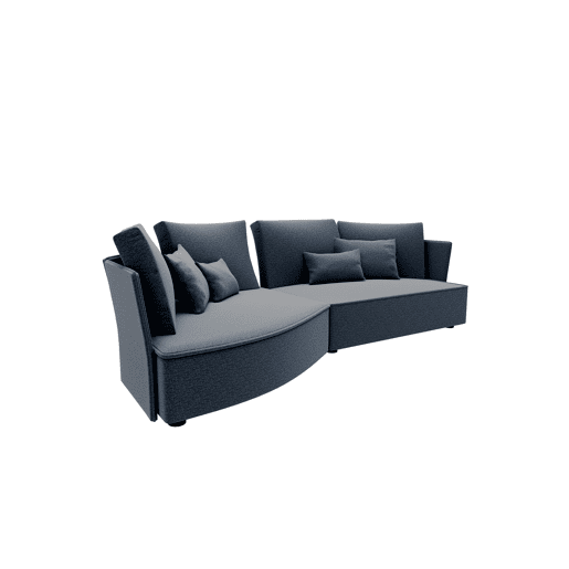 Chaise longue LUGANO esquerda 4 lugares tecido 2 cor cinza escuro