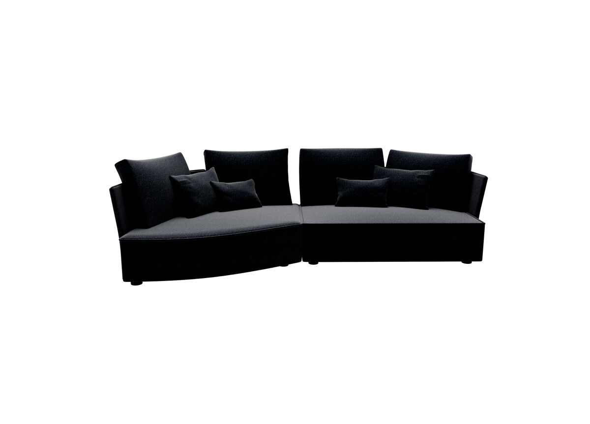 Chaise longue 4 plazas LUGANO tela 2 Negro
