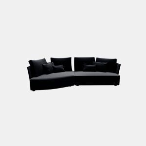 Chaise longue LUGANO esquerda 4 lugares tecido 2 cor preto