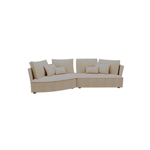 Chaise longue LUGANO esquerda 4 lugares tecido 3 cor bege