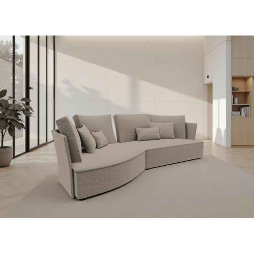 Chaise longue LUGANO esquerda 4 lugares tecido 3 cor bege