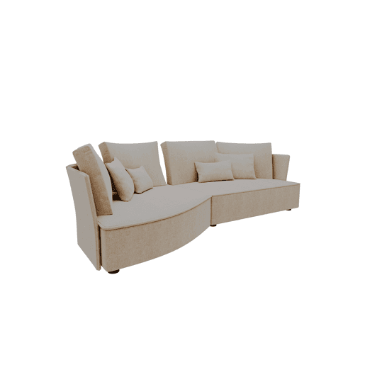 Chaise longue LUGANO esquerda 4 lugares tecido 3 cor bege