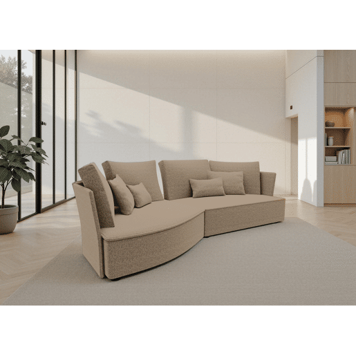 Chaise longue LUGANO esquerda 4 lugares tecido 3 cor vison