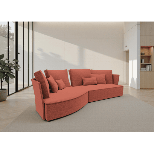 Chaise longue LUGANO esquerda 4 lugares tecido 3 cor terracota