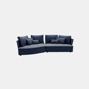 Chaise longue LUGANO esquerda 4 lugares tecido 3 cor azul