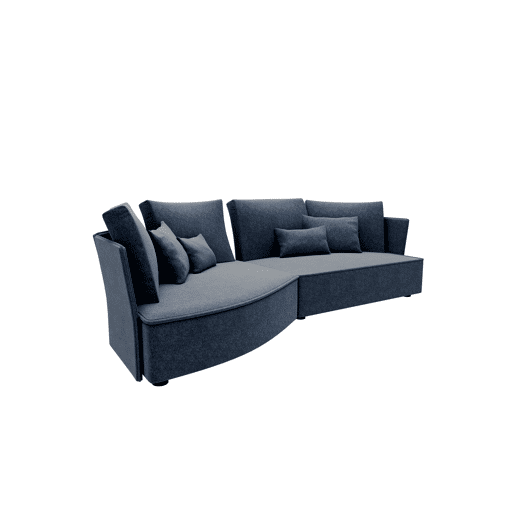 Chaise longue LUGANO esquerda 4 lugares tecido 3 cor azul