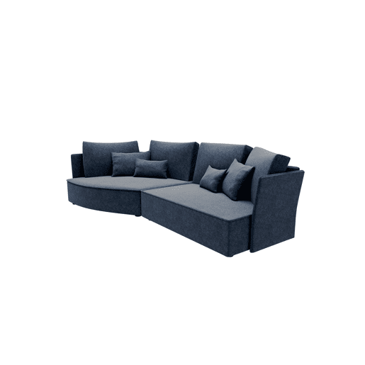 Chaise longue LUGANO esquerda 4 lugares tecido 3 cor azul