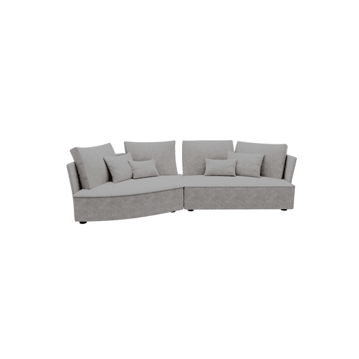 Chaise longue LUGANO esquerda 4 lugares tecido 3 cor cinza claro
