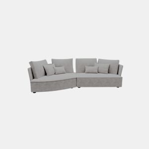 Chaise longue LUGANO esquerda 4 lugares tecido 3 cor cinza claro
