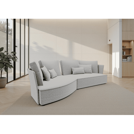 Chaise longue LUGANO esquerda 4 lugares tecido 3 cor cinza claro