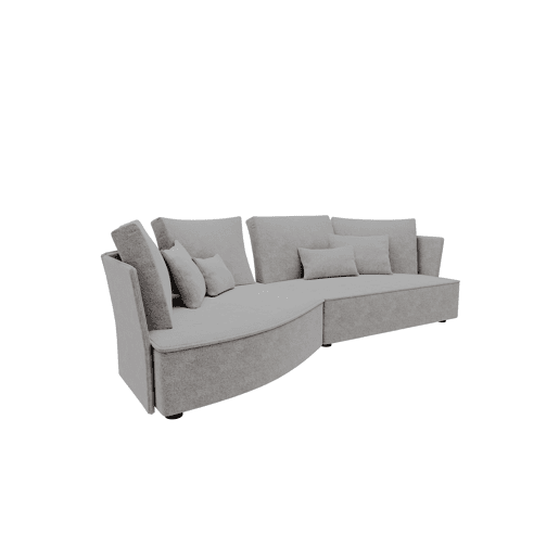 Chaise longue LUGANO esquerda 4 lugares tecido 3 cor cinza claro