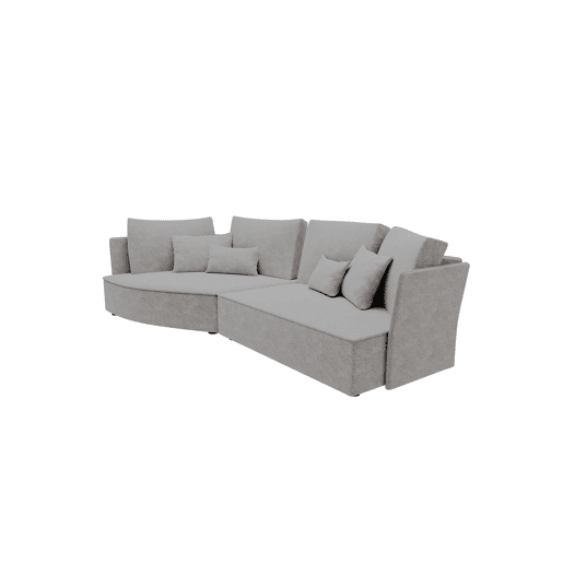 Chaise longue LUGANO esquerda 4 lugares tecido 3 cor cinza claro