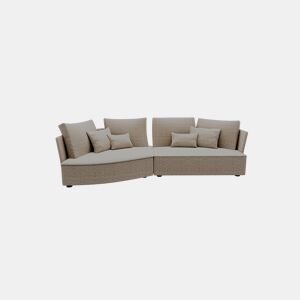 Chaise longue LUGANO esquerda 4 lugares tecido 3 cor cinza