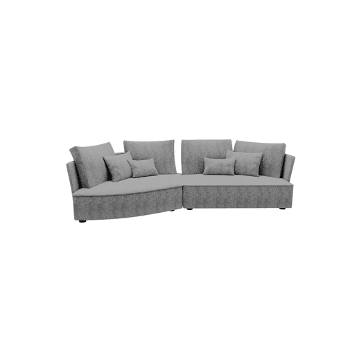 Chaise longue LUGANO esquerda 4 lugares tecido 3 cor cinza escuro