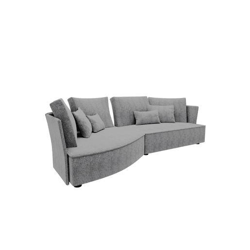 Chaise longue LUGANO esquerda 4 lugares tecido 3 cor cinza escuro