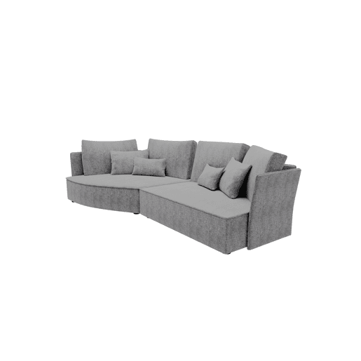 Chaise longue LUGANO esquerda 4 lugares tecido 3 cor cinza escuro