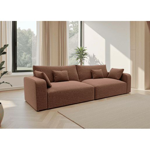 Sofá VERONA de 4 lugares em tecido 1 cor terracota