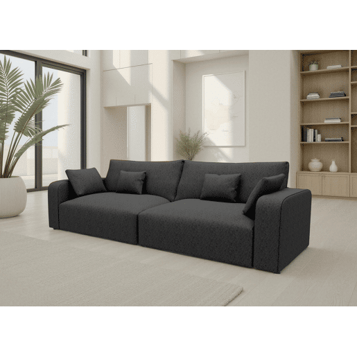 Sofá VERONA de 4 lugares em tecido 2 cor preto