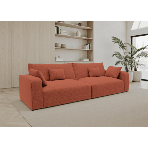 Sofá VERONA de 4 lugares em tecido 3 cor terracota