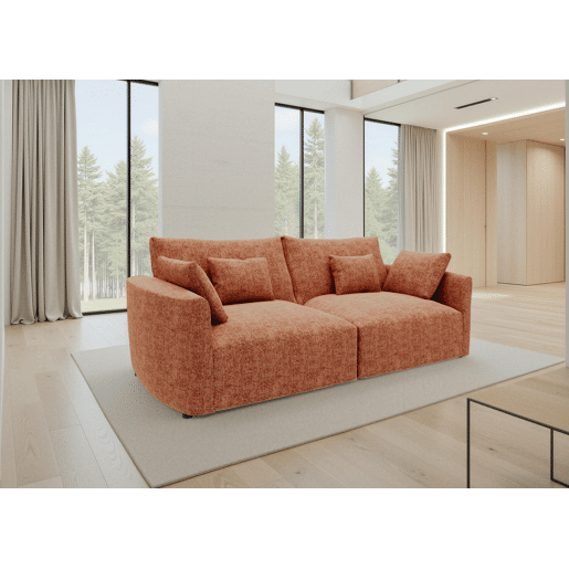 Sofá MILANO de 3 lugares em tecido 3 cor terracota