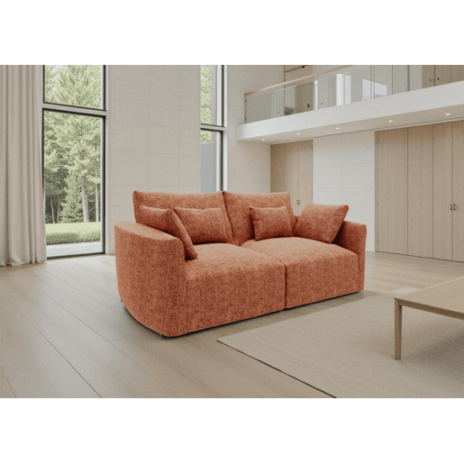 Sofá MILANO de 2 lugares em tecido 3 cor terracota