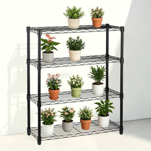 Estante HEAVY DUTY com 4 prateleiras preto