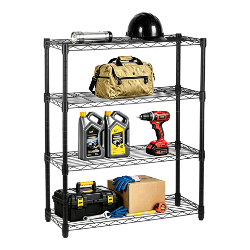 Estante HEAVY DUTY com 4 prateleiras preto