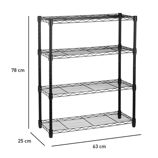 Estante HEAVY DUTY com 4 prateleiras preto