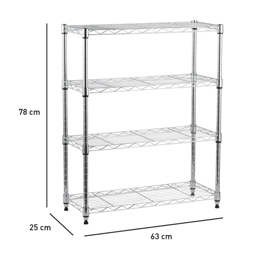 Estante HEAVY DUTY com 4 prateleiras prateado Estante HEAVY DUTY com 4 prateleiras prateado