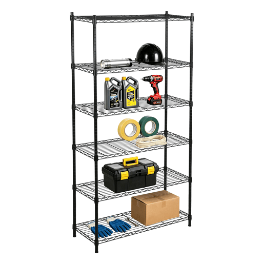 Estante HEAVY DUTY com 6 prateleiras preto
