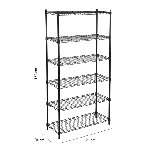 Estante HEAVY DUTY com 6 prateleiras preto