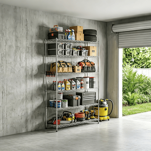 Estante HEAVY DUTY com 6 prateleiras prateado