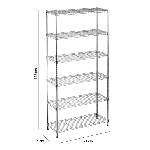 Estante HEAVY DUTY com 6 prateleiras prateado