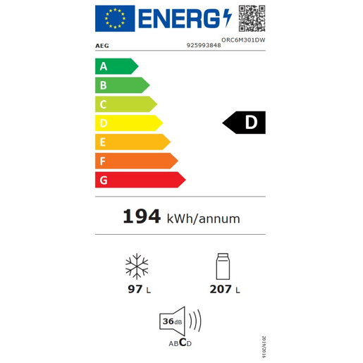 Combinado AEG ORC6M301DW 331 litros No Frost Combinado AEG ORC6M301DW 331 litros No Frost