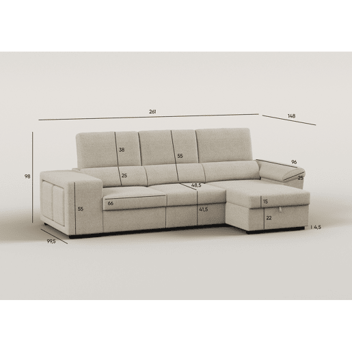 Chaise longue reversÃvel TURIS com cama bege Chaise longue reversÃvel TURIS com cama bege
