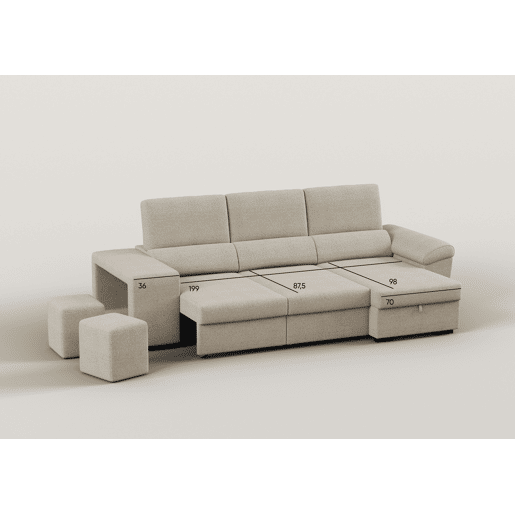 Chaise longue reversÃvel TURIS com cama bege Chaise longue reversÃvel TURIS com cama bege