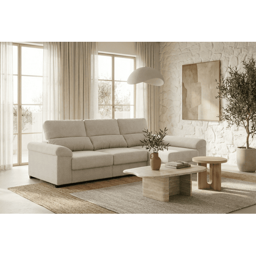 Chaise longue reversÃvel ROBERT com cama cor bege Chaise longue reversÃvel ROBERT com cama cor bege