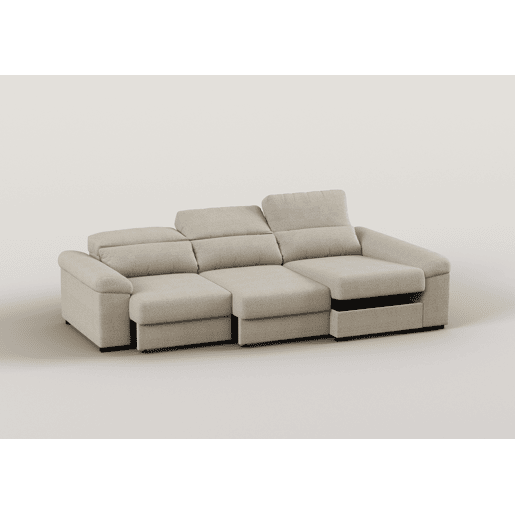 Chaise longue reversÃvel ROBERT com cama cor bege Chaise longue reversÃvel ROBERT com cama cor bege